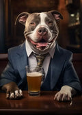 Pug in vest dog pub canvas wall art for home bar or living room