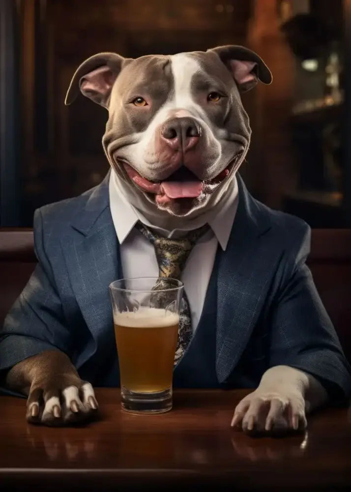 Pug in vest dog pub canvas wall art for home bar or living room