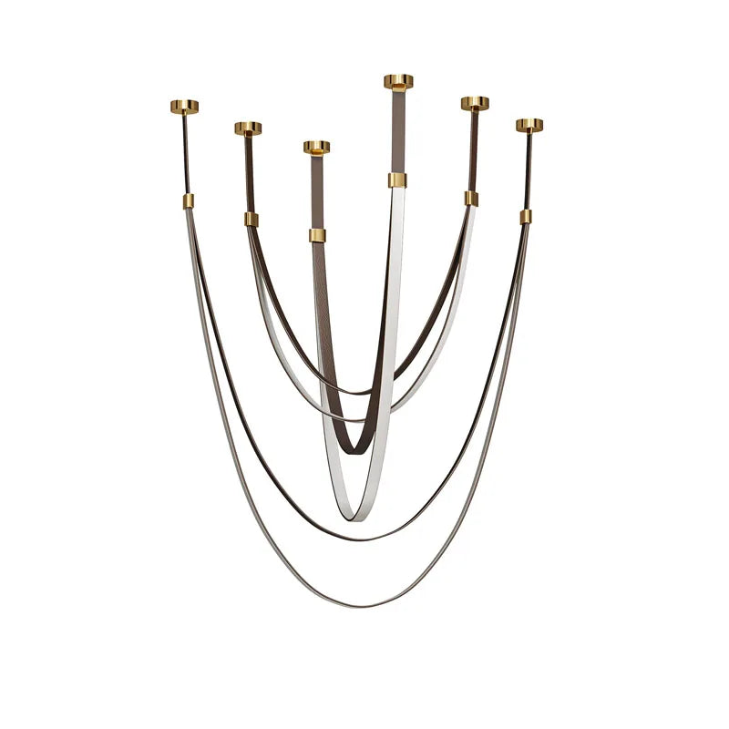 Modern minimalist double tier led chandelier leather belt living room