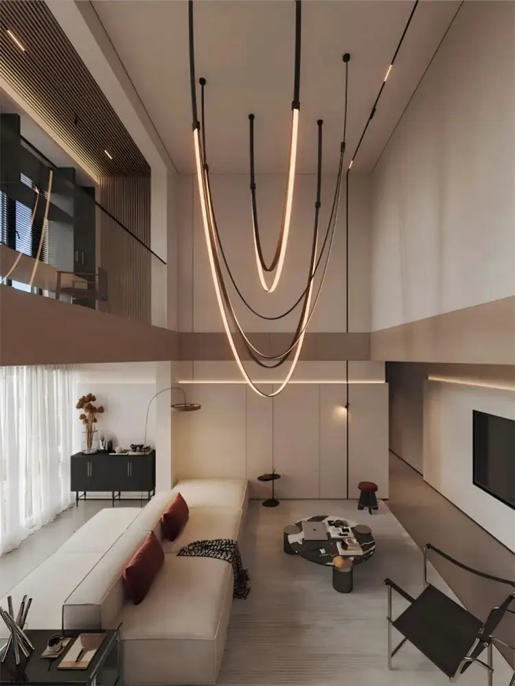Modern flexible leather belt led chandelier – dining room pendant light