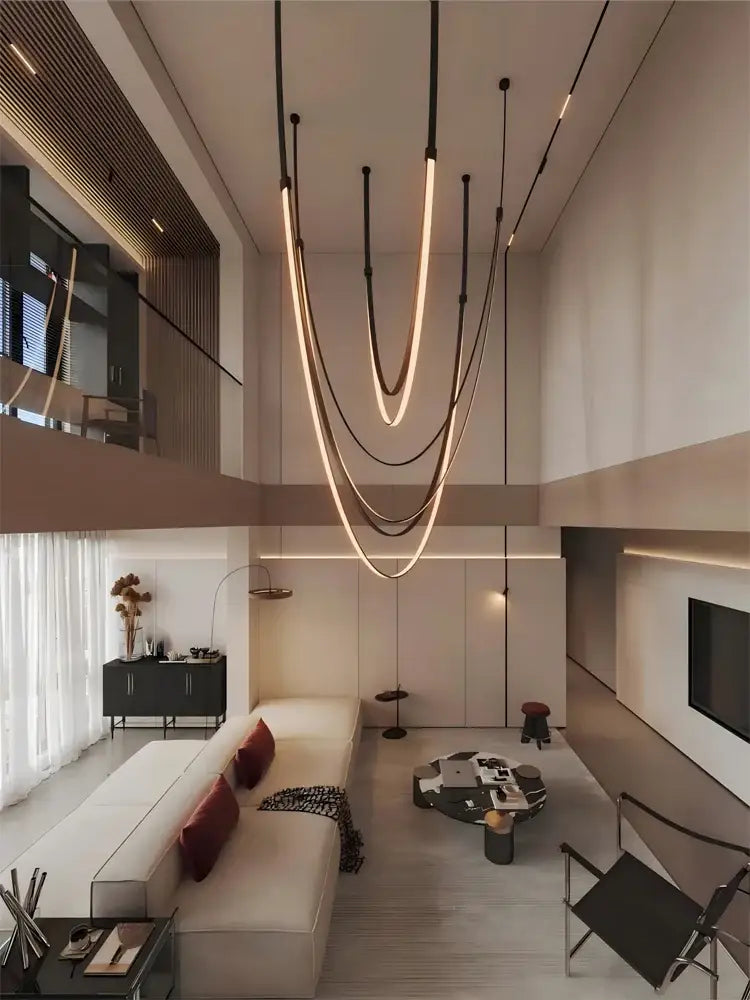 Modern flexible leather belt led chandelier – dining room pendant light