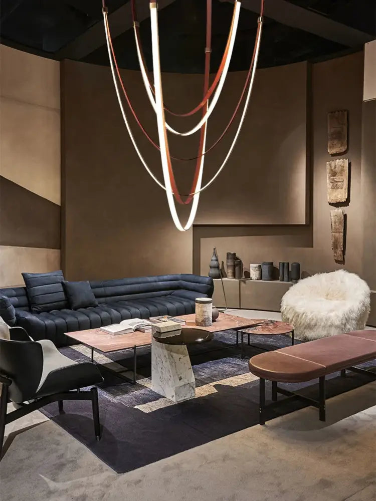 Modern flexible leather belt led chandelier – dining room pendant light