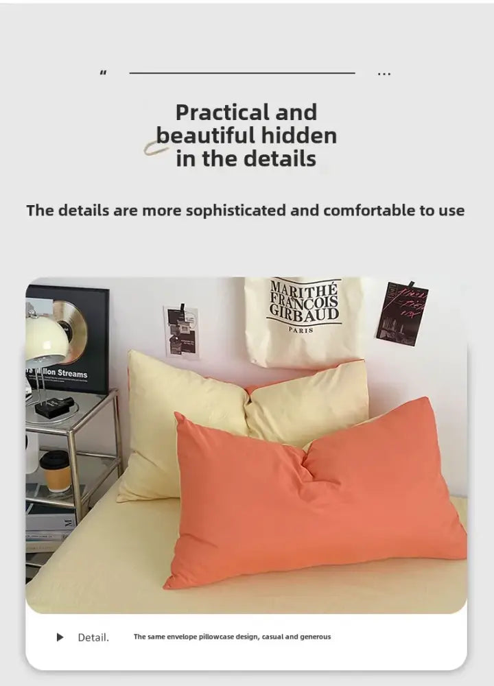 Orange & cream solid color quilt set – bedroom plush comforter
