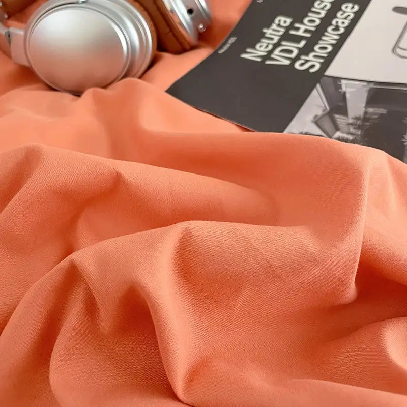 Orange & cream solid color quilt set – bedroom plush comforter