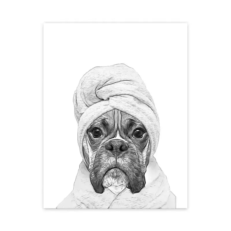 Pig shower black and white animal bathroom wall art