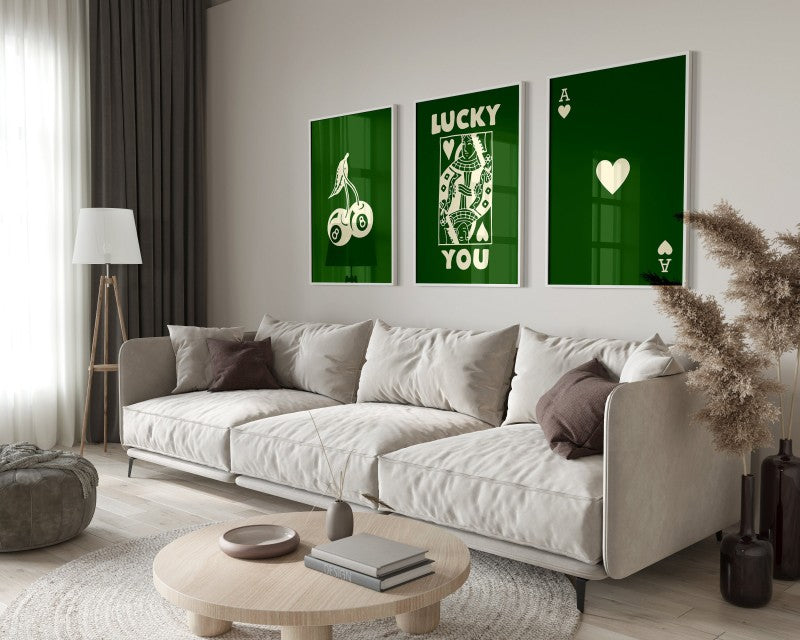Vibrant pink ace card queen wall art set for bedroom decor