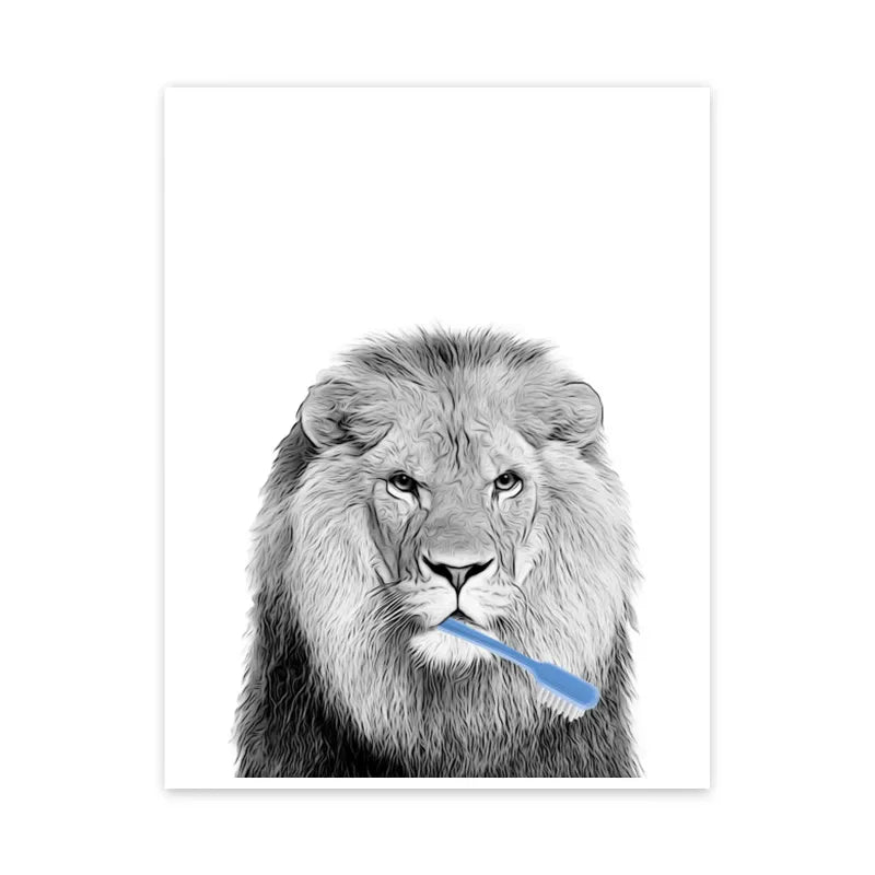 Funny pig in towel wall art bathroom poster
