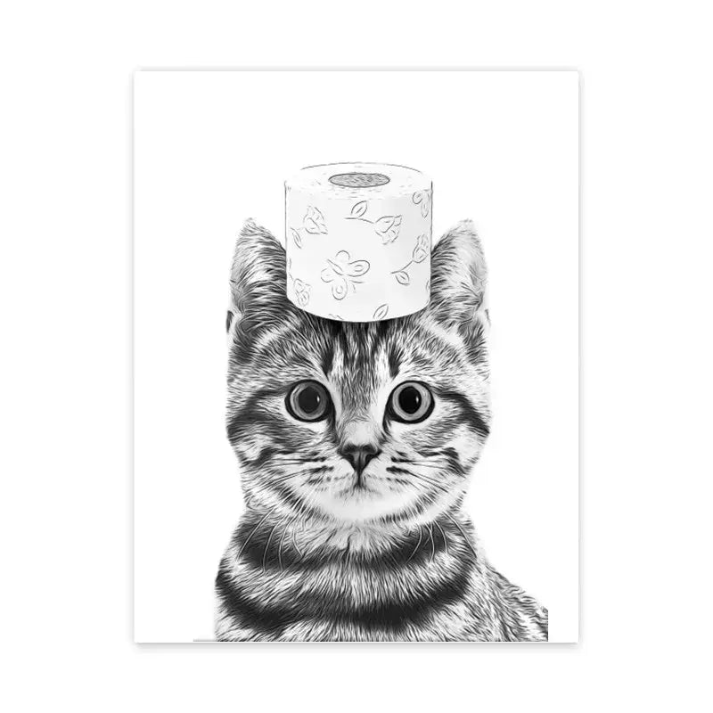 Funny pig in towel wall art bathroom poster