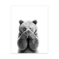 Funny bear wall art black and white bathroom canvas print