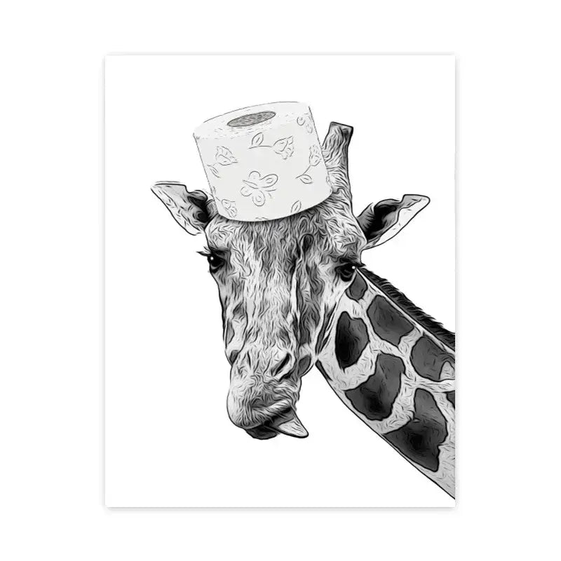 Funny elephant on toilet animal bathroom wall art print