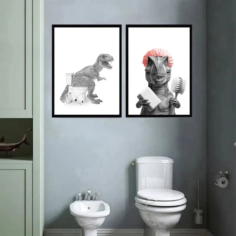Golden retriever dog elephant toilet paper sketch bathroom wall art