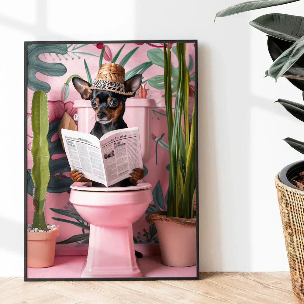 Funny ghost in santa hat bathroom toilet canvas wall art