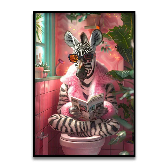 Funny ghost in santa hat bathroom toilet canvas wall art