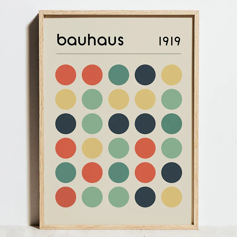 Geometric bauhaus abstract canvas black & white living room wall art