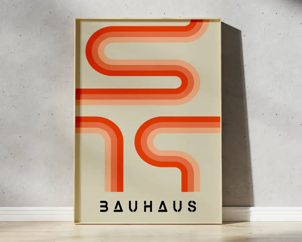 Minimalist orange geometric bauhaus canvas poster living room art