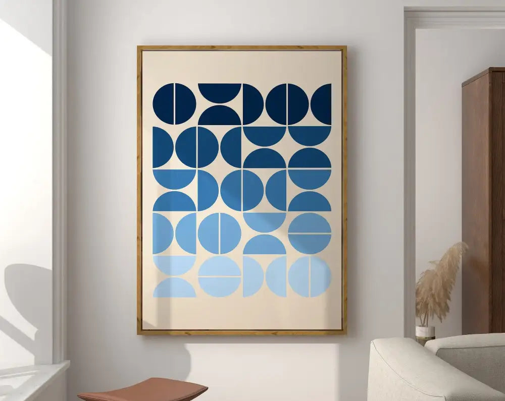 Modernist bauhaus geometric pink & orange canvas poster living room