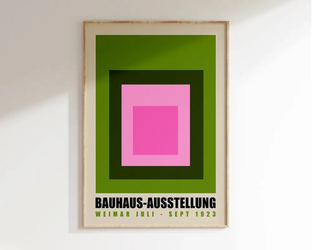 Retro pink & orange geometric bauhaus canvas poster living room wall art