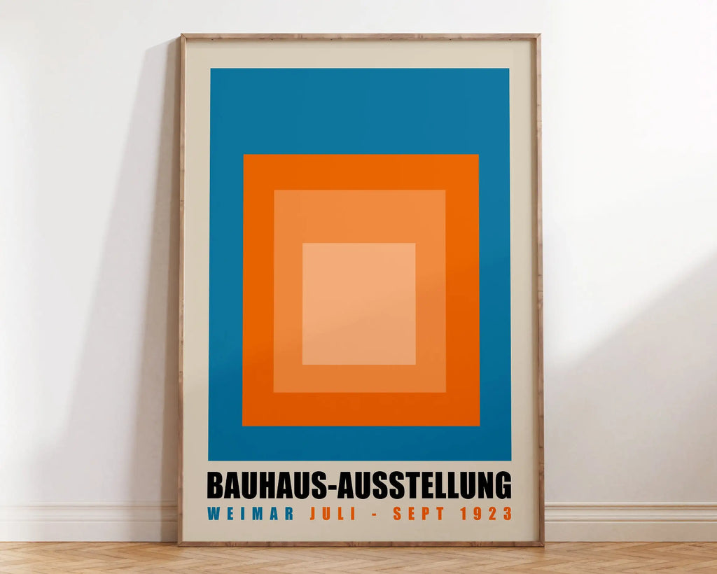 Geometric bauhaus canvas poster for living room rainbow wall art