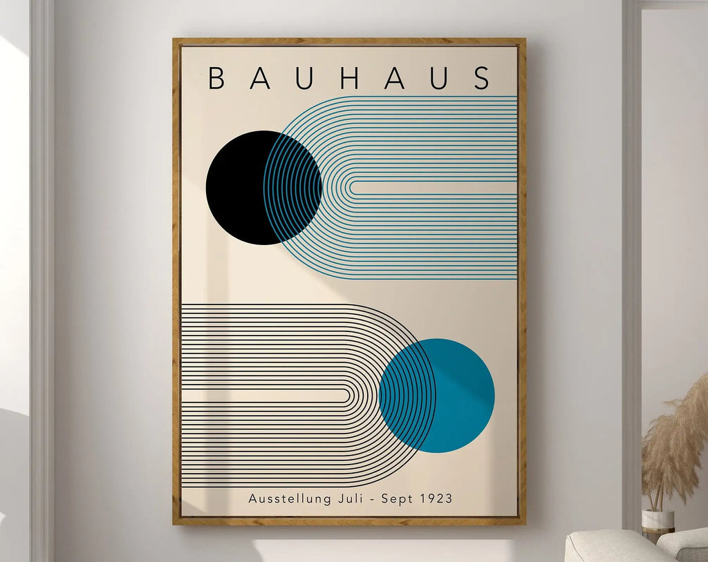 Pastel geometric bauhaus canvas wall art for living room