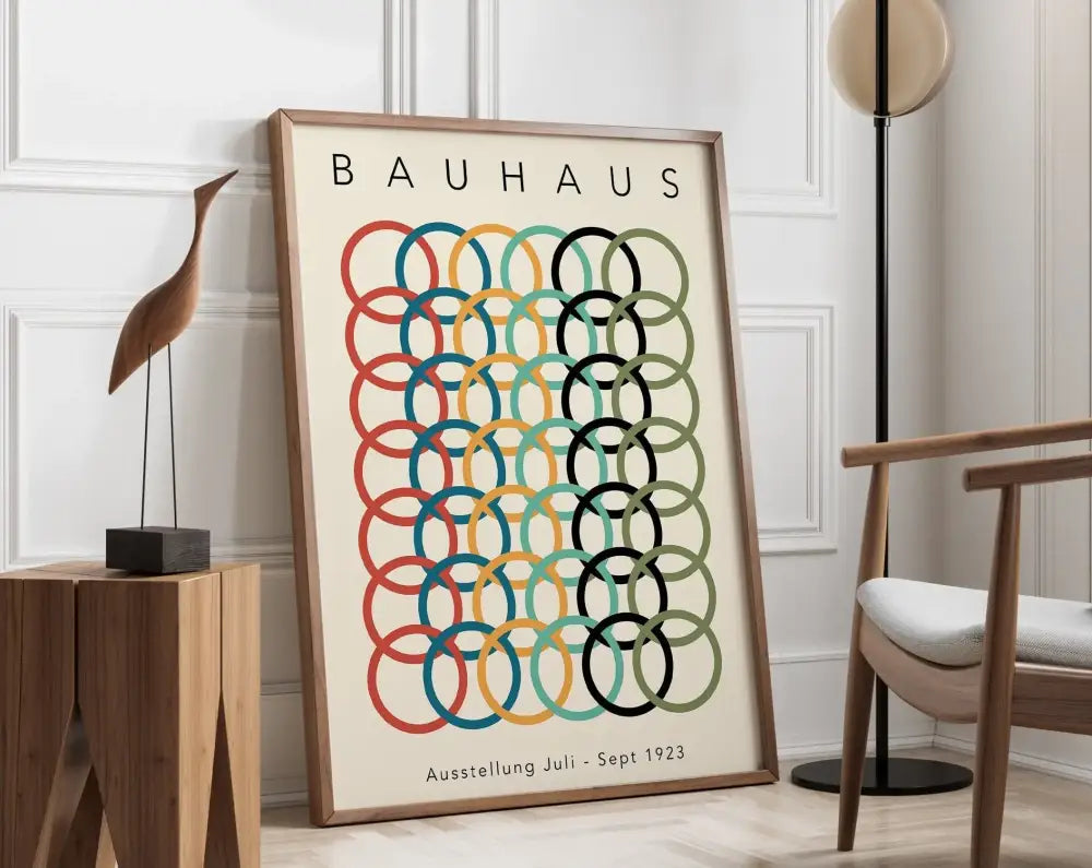 Pastel geometric bauhaus canvas wall art for living room