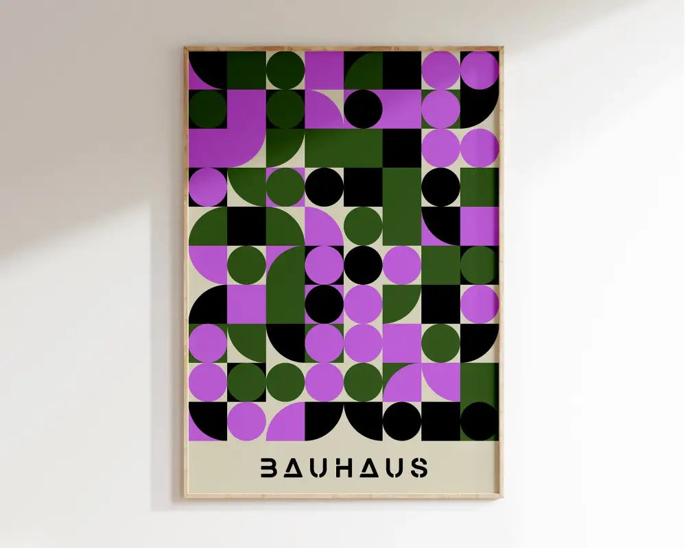 Bauhaus black & white geometric canvas wall art for living room