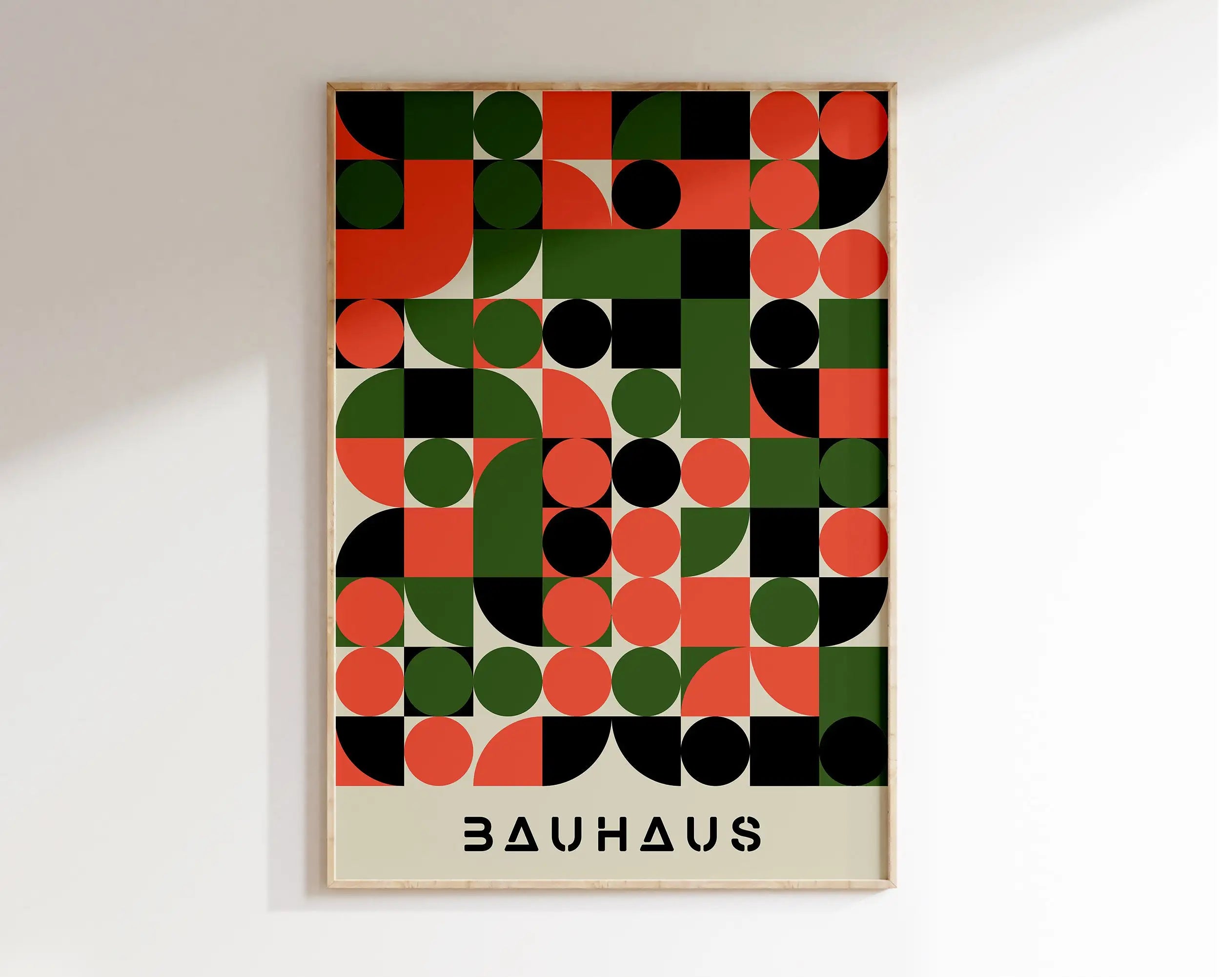 Bauhaus pink & navy geometric canvas poster living room wall art