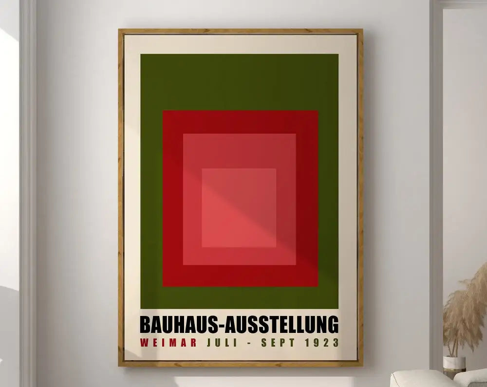 Bauhaus pink & navy geometric canvas poster living room wall art
