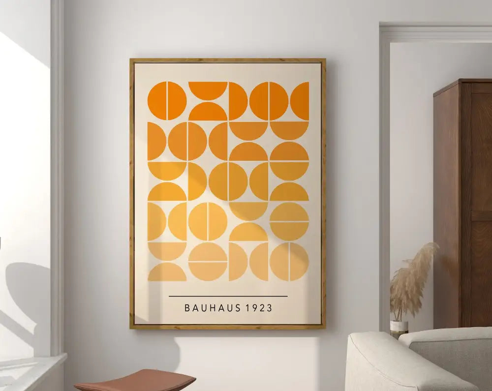 Bauhaus pink & navy geometric canvas poster living room wall art