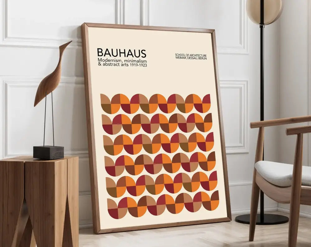 Bauhaus pink & navy geometric canvas poster living room wall art