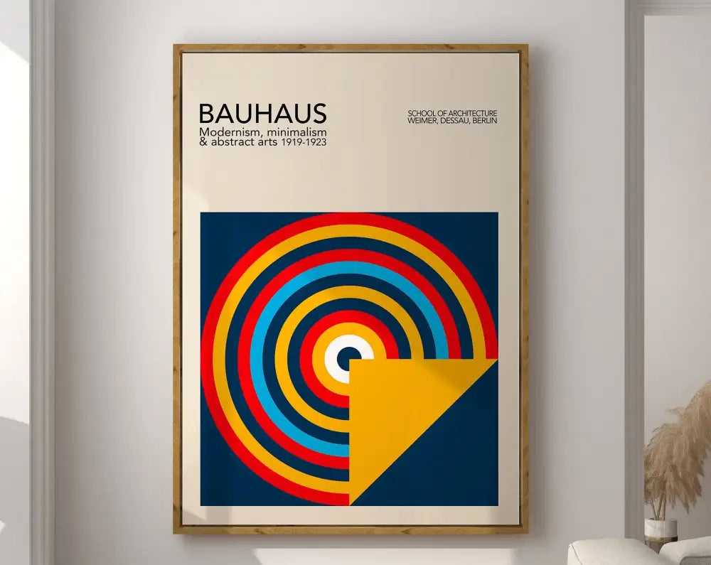 Bauhaus pink & navy geometric canvas poster living room wall art