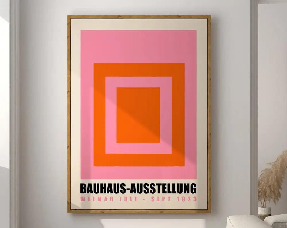 Bauhaus pink & navy geometric canvas poster living room wall art