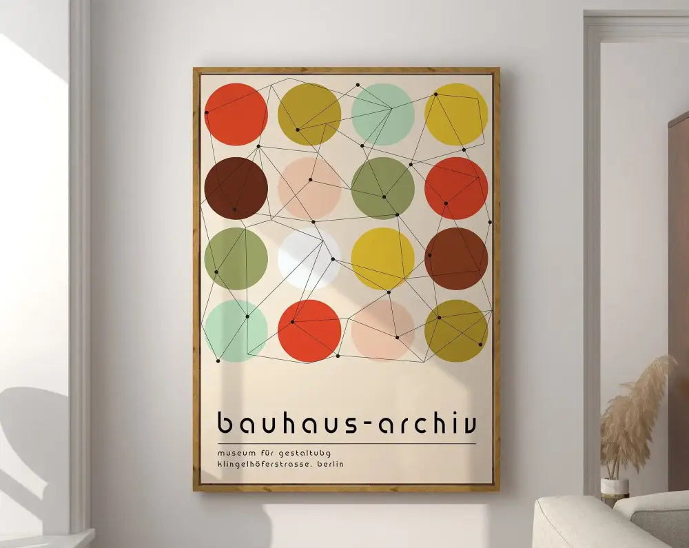 Bauhaus pink & navy geometric canvas poster living room wall art