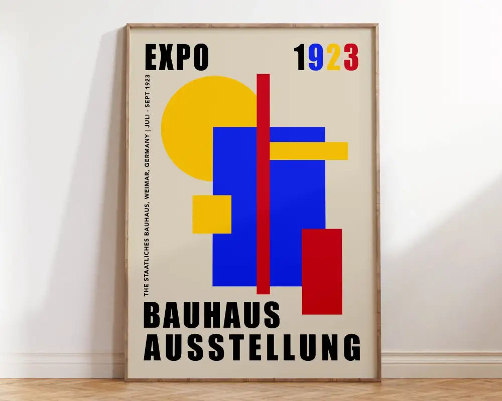Bauhaus pink & navy geometric canvas poster living room wall art
