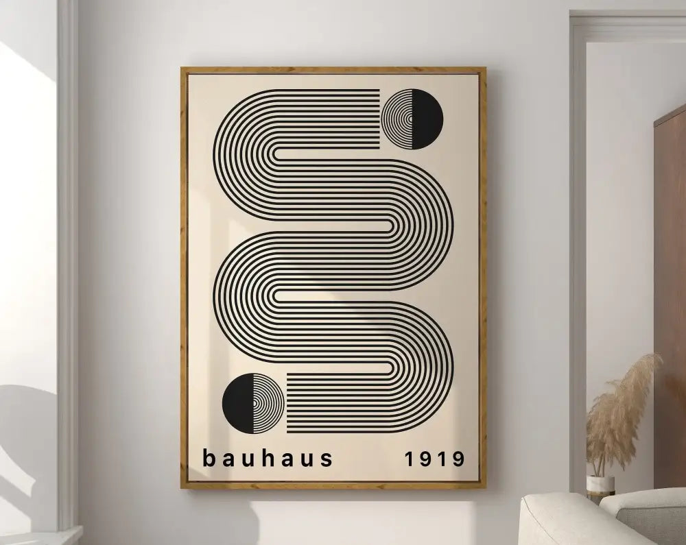 Mid century black & orange bauhaus wall art living room canvas prints