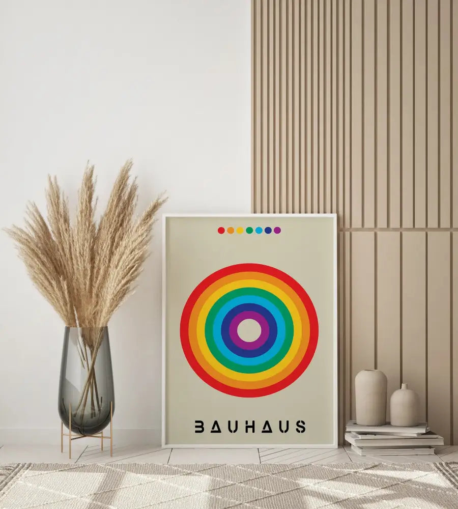 Mid century black & orange bauhaus wall art living room canvas prints