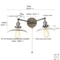 Industrial chrome glass 2-light wall sconce with pull chain for bedroom