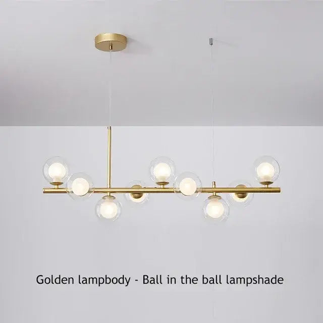 Modern gold glass ball ceiling chandelier dining room light