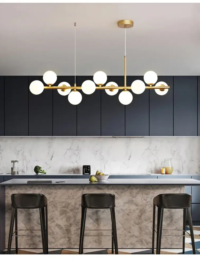Modern gold glass ball ceiling chandelier dining room pendant light