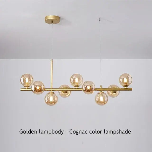 Modern black and smoky gray glass ball chandelier dining room