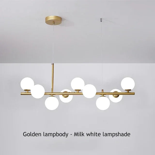 Modern gold glass ball chandelier dining room cognac pendant light