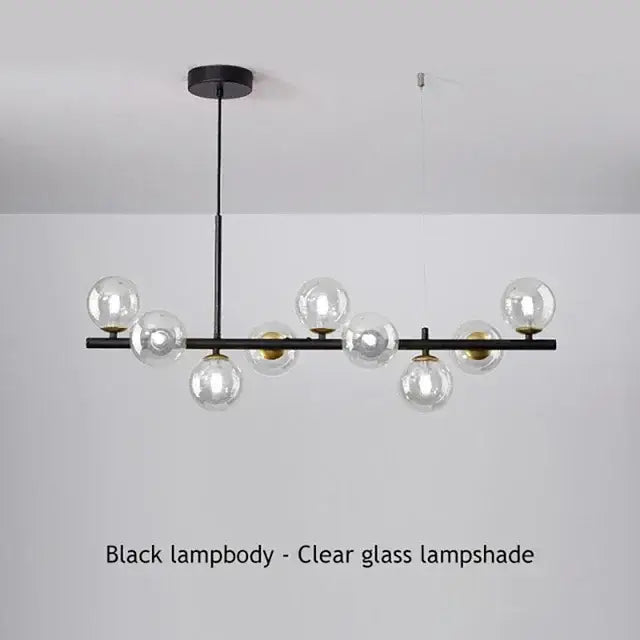 Modern gold glass ball chandelier dining room cognac pendant light