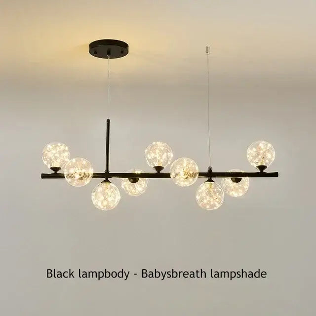 Modern gold glass ball chandelier dining room cognac pendant light