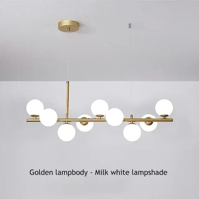 Modern gold glass ball chandelier dining room cognac pendant light
