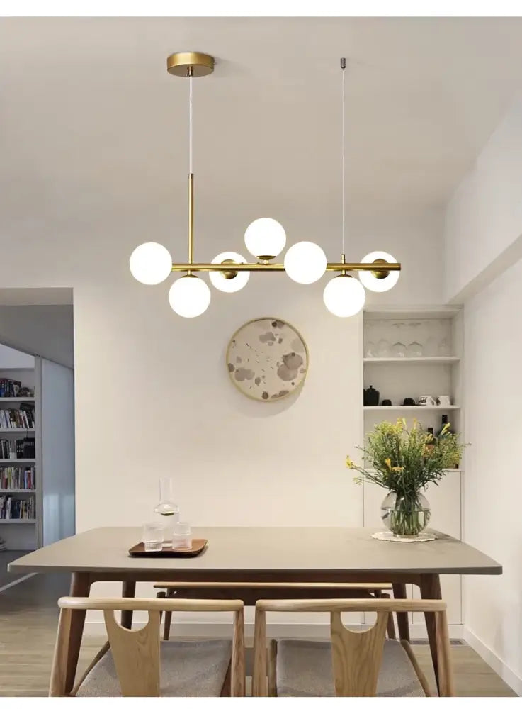 Modern gold glass ball chandelier living room brass ceiling light