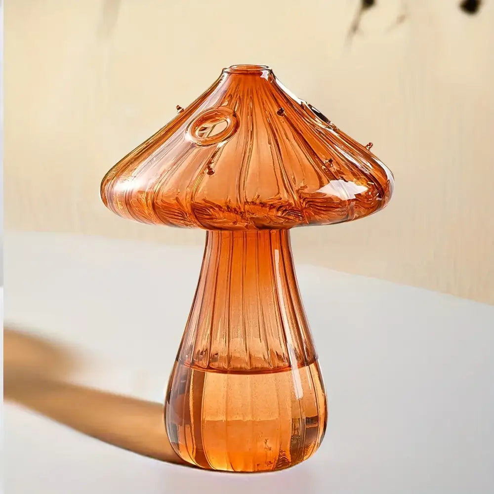 Colorful glass mushroom hydroponic planter set for garden and home
