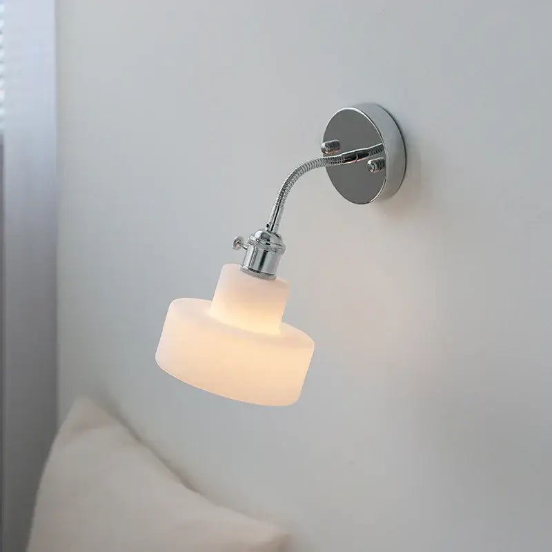 Modern chrome and glass wall light fixture bedroom adjustable sconce