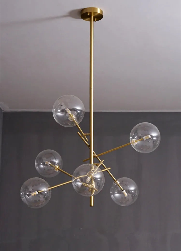 Modern gold glass bubble starburst chandelier dining room light