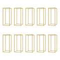 Gold metal wedding flower stand set with pink roses for dining room