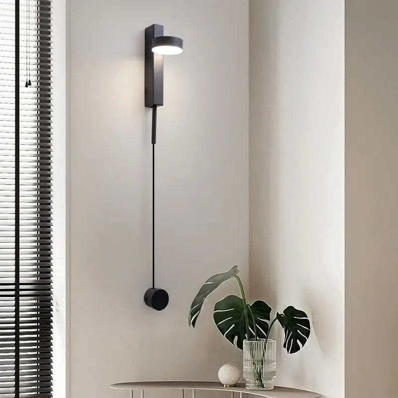 Minimalist black & brushed brass wall lamps bedroom dimmer switch