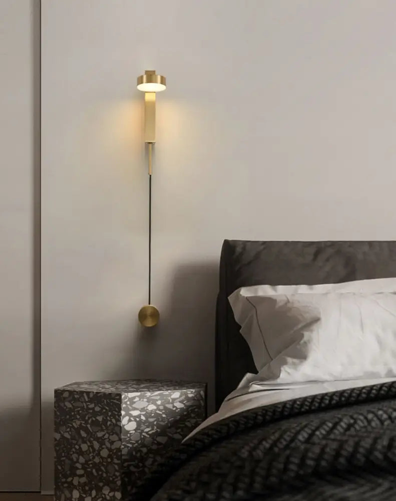 Minimalist black & brushed brass wall lamps bedroom dimmer switch